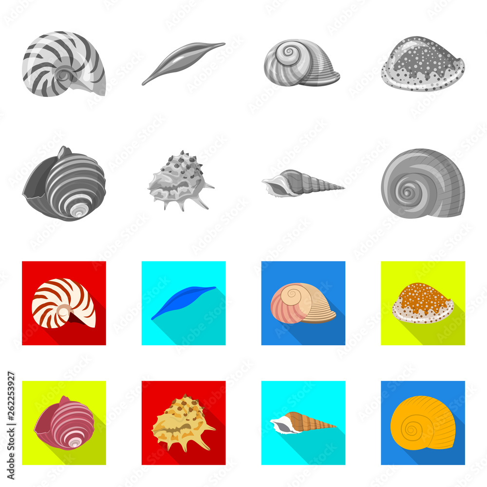 Vector illustration of animal and decoration icon. Set of animal and ocean stock symbol for web. Vector illustration of animal and decoration icon. Set of animal and ocean stock symbol for web.