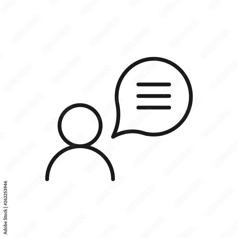 Vecteur Stock The speaking people icon. User with speech bubble icon.  Talking and communication, message, speak symbol. UI. Web. Logo. | Adobe  Stock