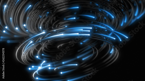 black strings with glowing heads. 3d illustration
