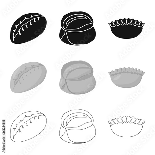 Isolated object of products  and cooking logo. Collection of products  and appetizer vector icon for stock.