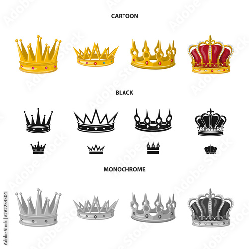 Vector illustration of medieval and nobility symbol. Set of medieval and monarchy vector icon for stock.