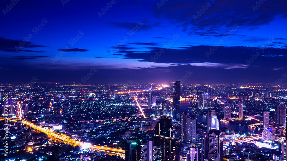 High view of Bangkok cityscape at twilight time 2 High view of Bangkok cityscape at twilight time 2