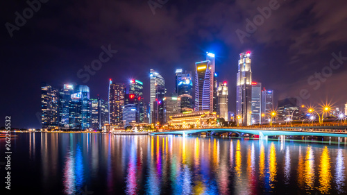 Cityscape night light view of Singapore 9