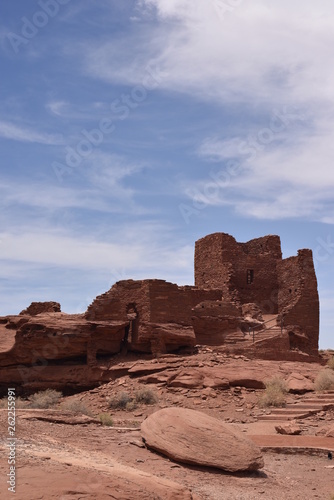 Flagstaff, AZ., U.S.A. June 5, 2018. Wukoki pueblo ruins are part of the greater Wupatki National Monument. Built circa 1100 to 1250 A.D. by the Sinagua. 