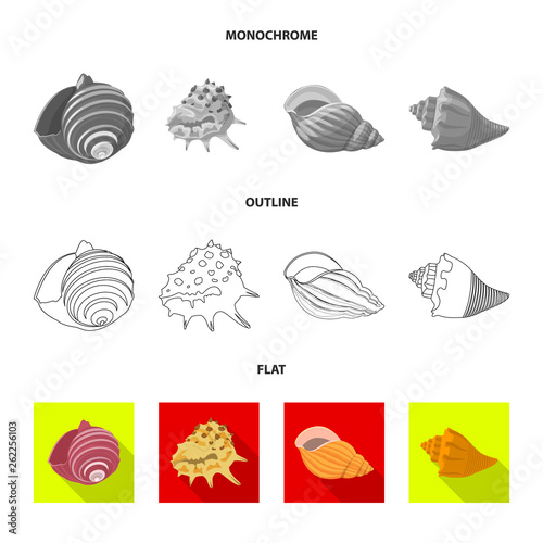 Vector illustration of animal and decoration symbol. Collection of animal and ocean vector icon for stock.