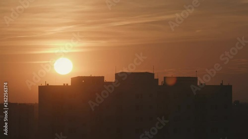 sunset in city