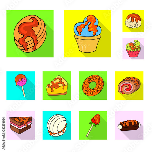 Vector design of confectionery and culinary icon. Set of confectionery and colorful vector icon for stock.