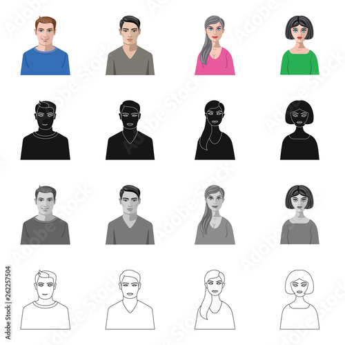 Vector illustration of hairstyle and profession  icon. Collection of hairstyle and character  vector icon for stock.