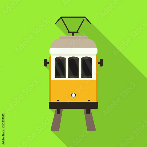 Vector design of tram and lisbon icon. Set of tram and railway stock vector illustration.
