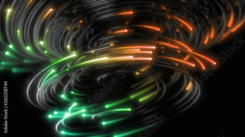 black strings with glowing heads. 3d illustration