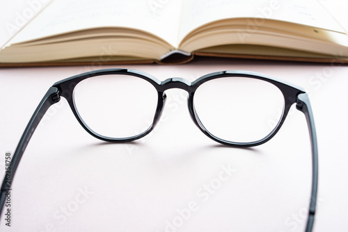  Glasses and book reading background material