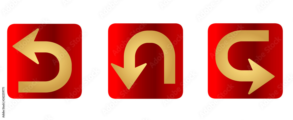 Vector set of flat golden arrows for web site - guides, pointers. Vector set of flat golden arrows for web site - guides, pointers.