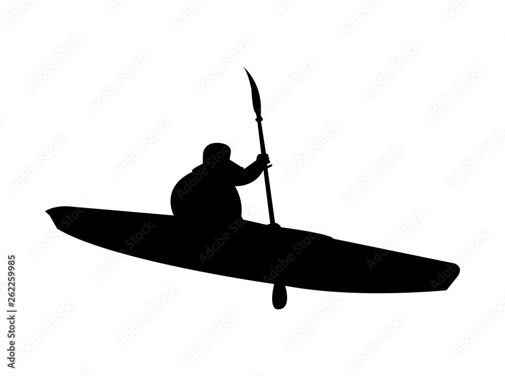 silhouette of a kayak