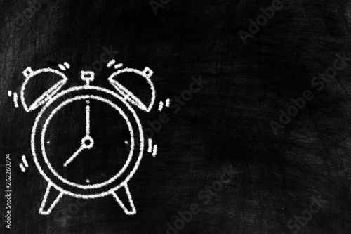 Wallpaper Mural Clock Alarming in Chalk Drawing on Old Awesome Chalkboard Background with Space for Text, Suitable for Backdrop, Template and Presentation. Torontodigital.ca