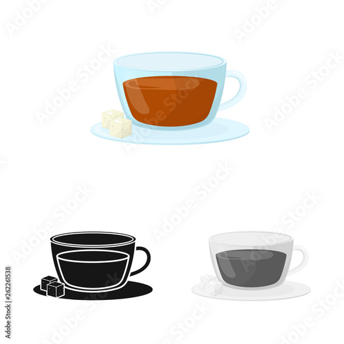 Isolated object of cup and tea logo. Set of cup and breakfast stock vector illustration.