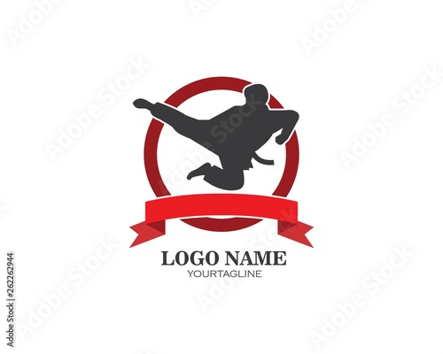 karate,taekwondo kick logo vector illustration template photo