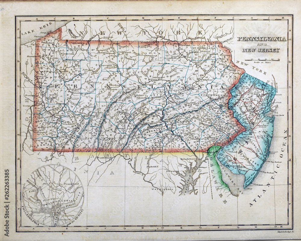 Obraz premium Old US state. Map