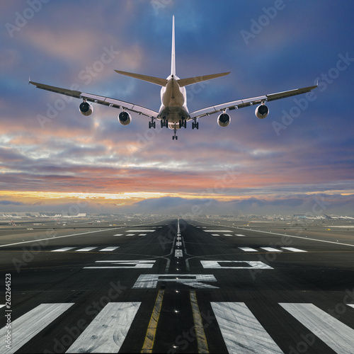 Airplane landing at the air...