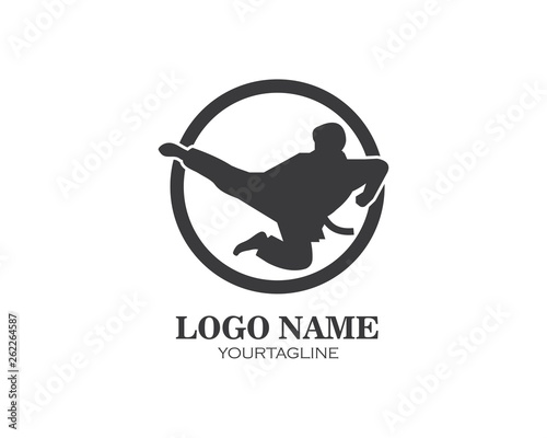 karate,taekwondo kick logo vector illustration template photo