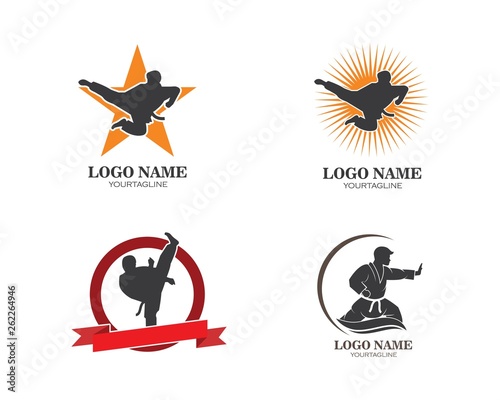 karate,taekwondo kick logo vector illustration template photo