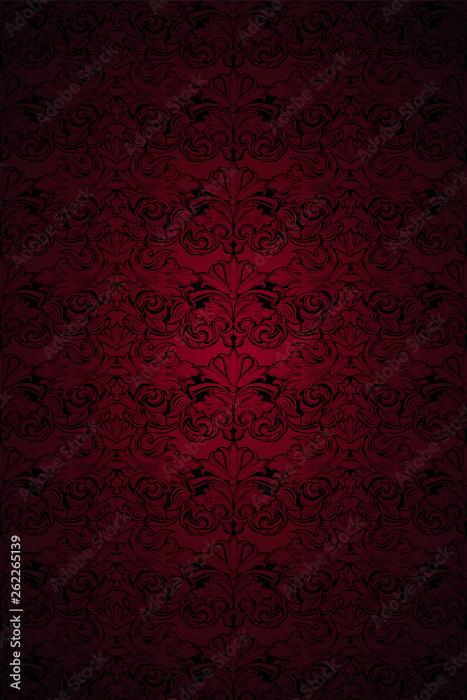 dark red and black vintage background, royal with classic Baroque