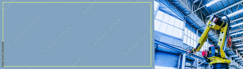 web banner technology and industry 4.0 revolution concept from high precision robotic system control set up at top of injection machine web banner technology and industry 4.0 revolution concept from high precision robotic system control set up at top of injection machine