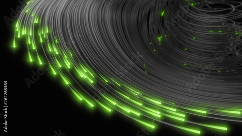 black strings with glowing heads. 3d illustration