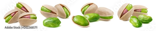 Pistachio nut set isolated on white background