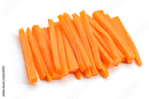 Carrot sticks on white background