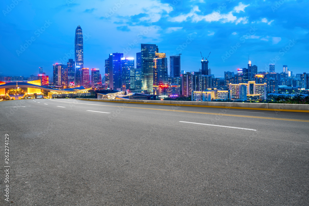 Road and skyline of urban architecture.. Road and skyline of urban architecture..