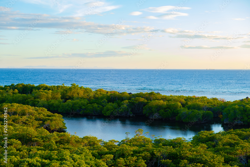 Beautiful scenic view of apo reef's blue lagoon taken from the top of the lighthouse.