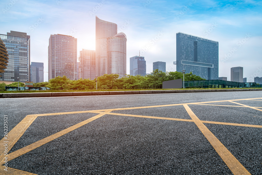 Road and skyline of urban architecture Road and skyline of urban architecture