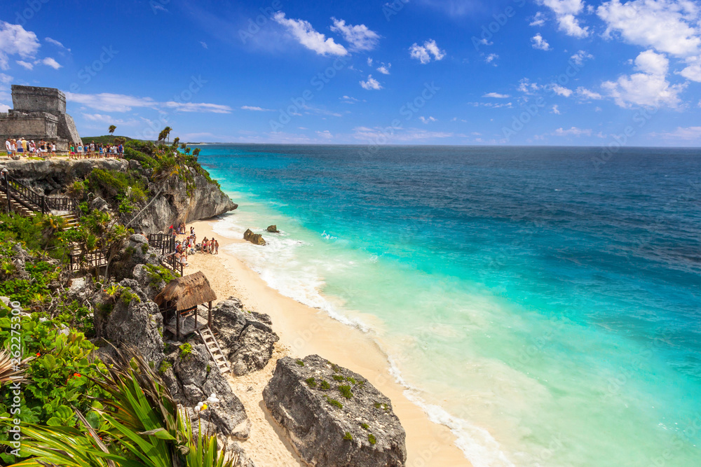 Beautiful Tulum beach at Caribbean sea, Mexico