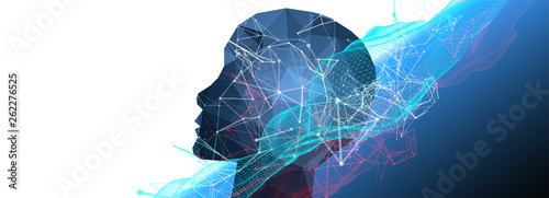 Artificial Intelligence concept.  Creative brain concept background. Vector science illustration.