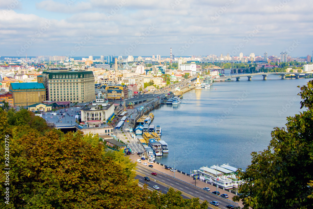 City landscape of Kiev overlooking the Dnieper_
