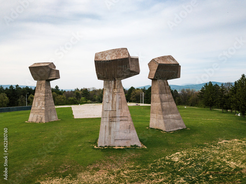 Bubanj park in monument in Nis, Serbia aerial view photo