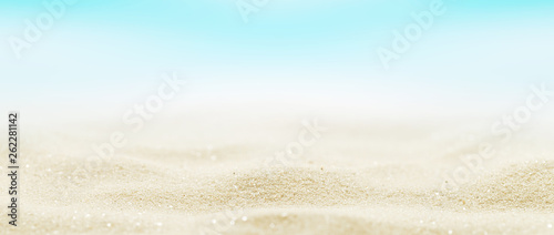 Marine sand background. Beach holiday summertime. Panoramic banner.