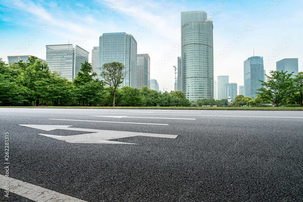 Road and skyline of urban architecture Road and skyline of urban architecture