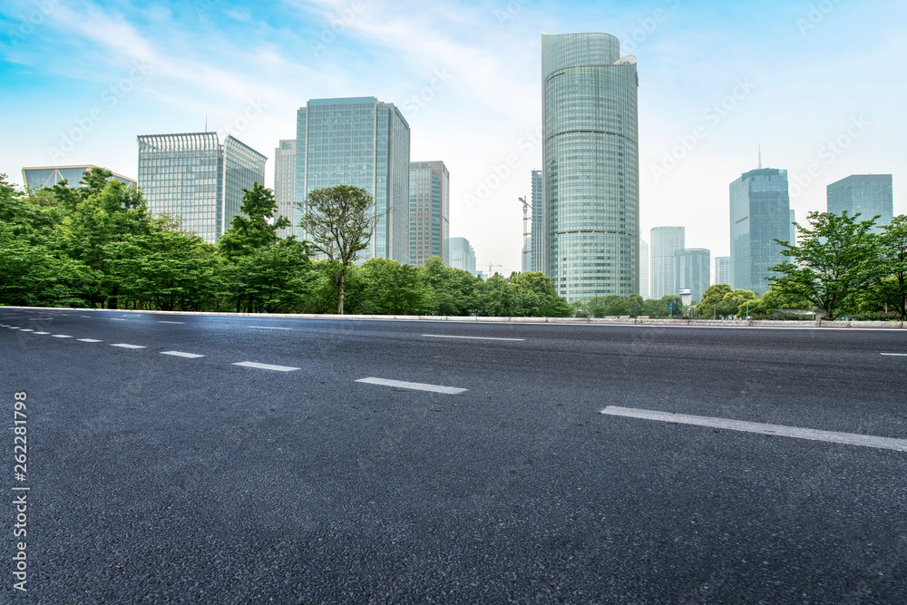 Road and skyline of urban architecture Road and skyline of urban architecture
