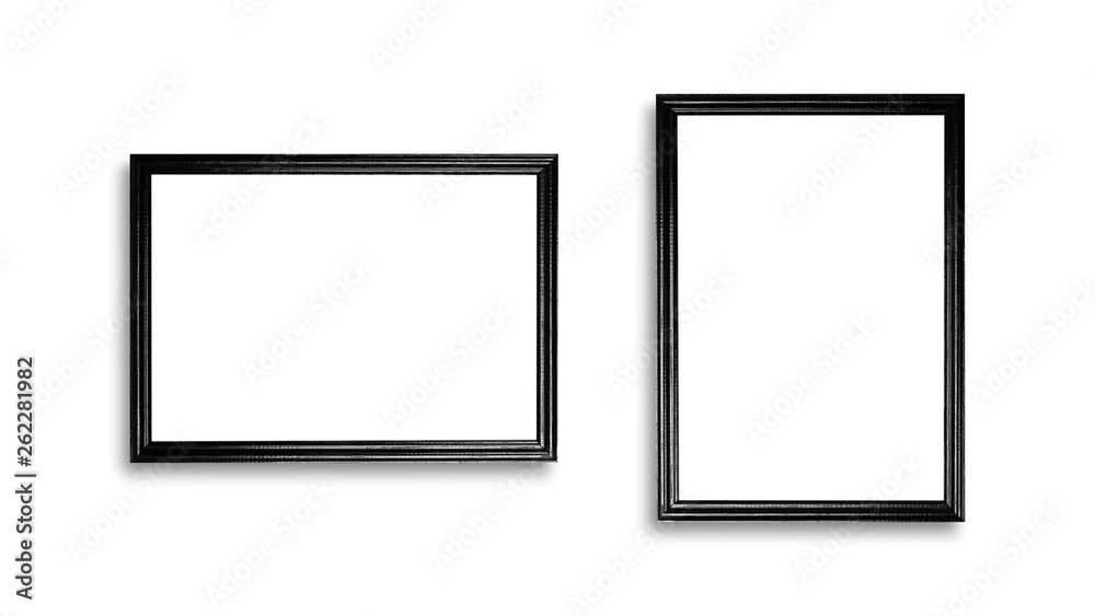 Black blank A4 frame. Close up. Isolated on white background Black blank A4 frame. Close up. Isolated on white background