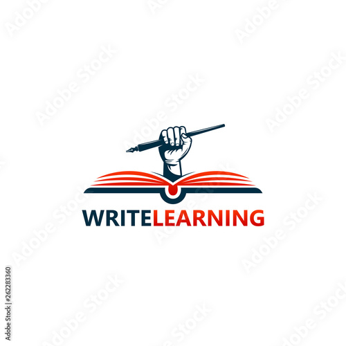 Write Learning Logo Template Design Vector, Emblem, Design Concept, Creative Symbol, Icon