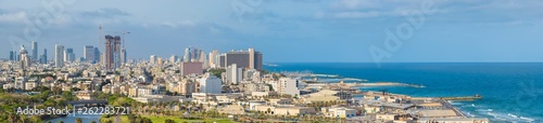 Large Panorama Of Tel Aviv Skyline, Tel Aviv Cityscape Large Panorama At Day, Israel