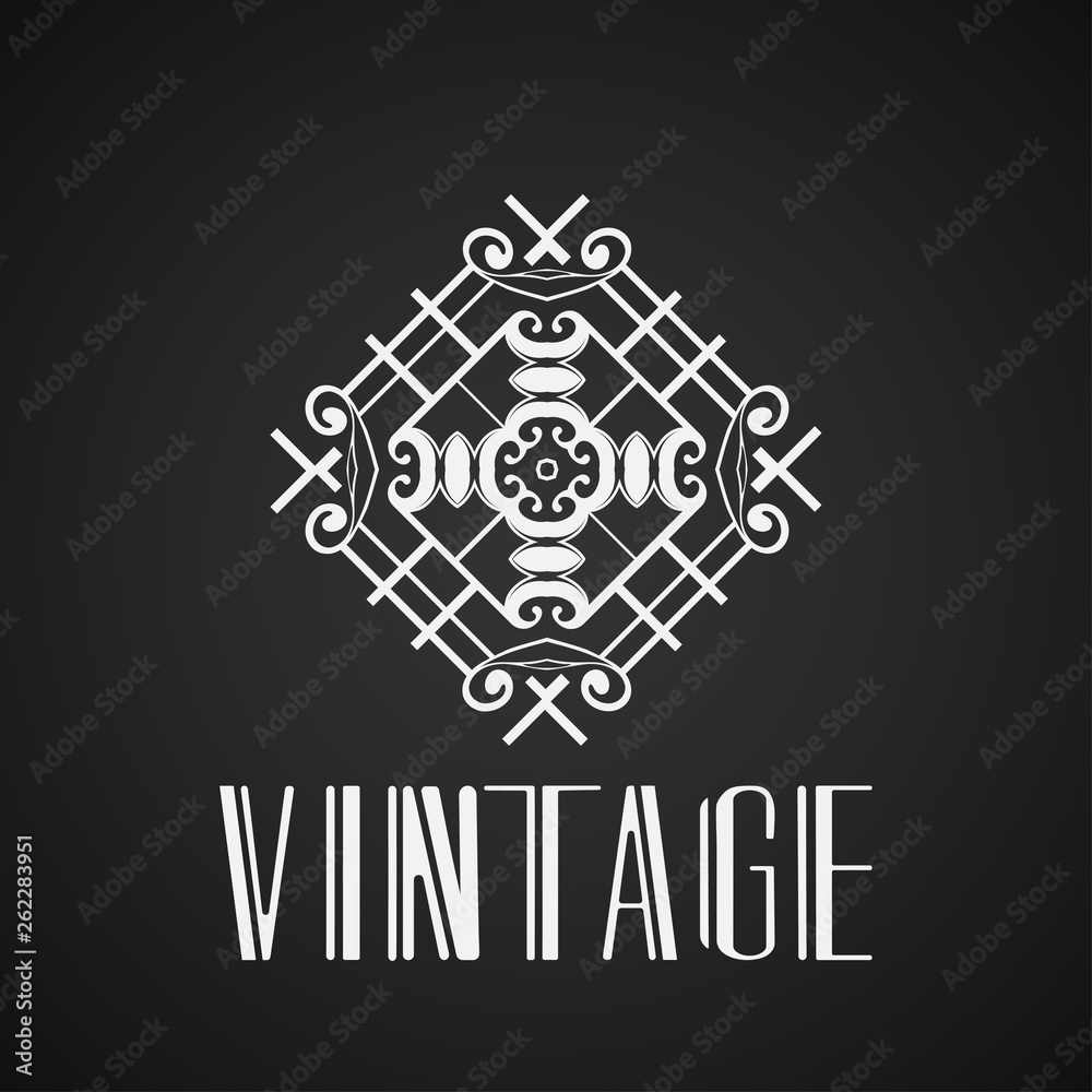 Beautiful emblem, badge for template logo in modern art deco style