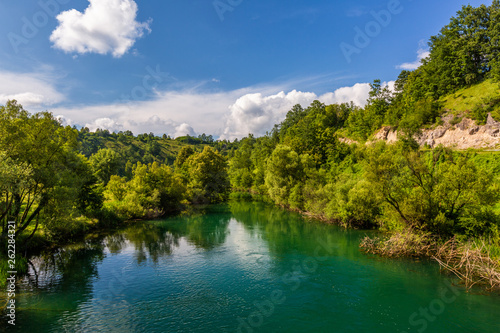 Landscape with beautiful river in summer day