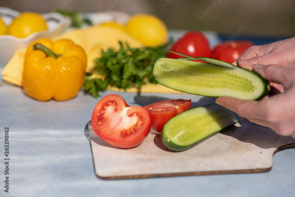 The process of cooking vegetables salad