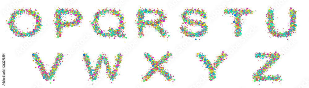 Set of isolated multicolored fun letters. Set of isolated multicolored fun letters.