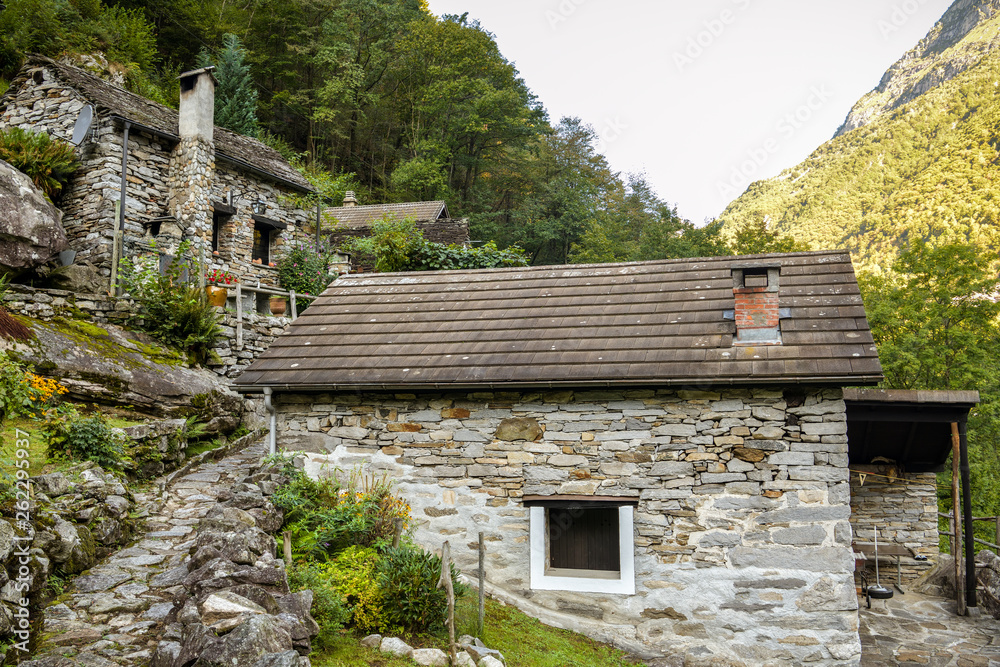 Old medieval houses in Val Verzasca in canton of Ticinorland Old medieval houses in Val Verzasca in canton of Ticinorland