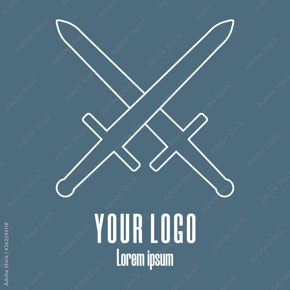 Crossed medieval swords. Design element for logo, emblem. Clean and modern vector illustration.
