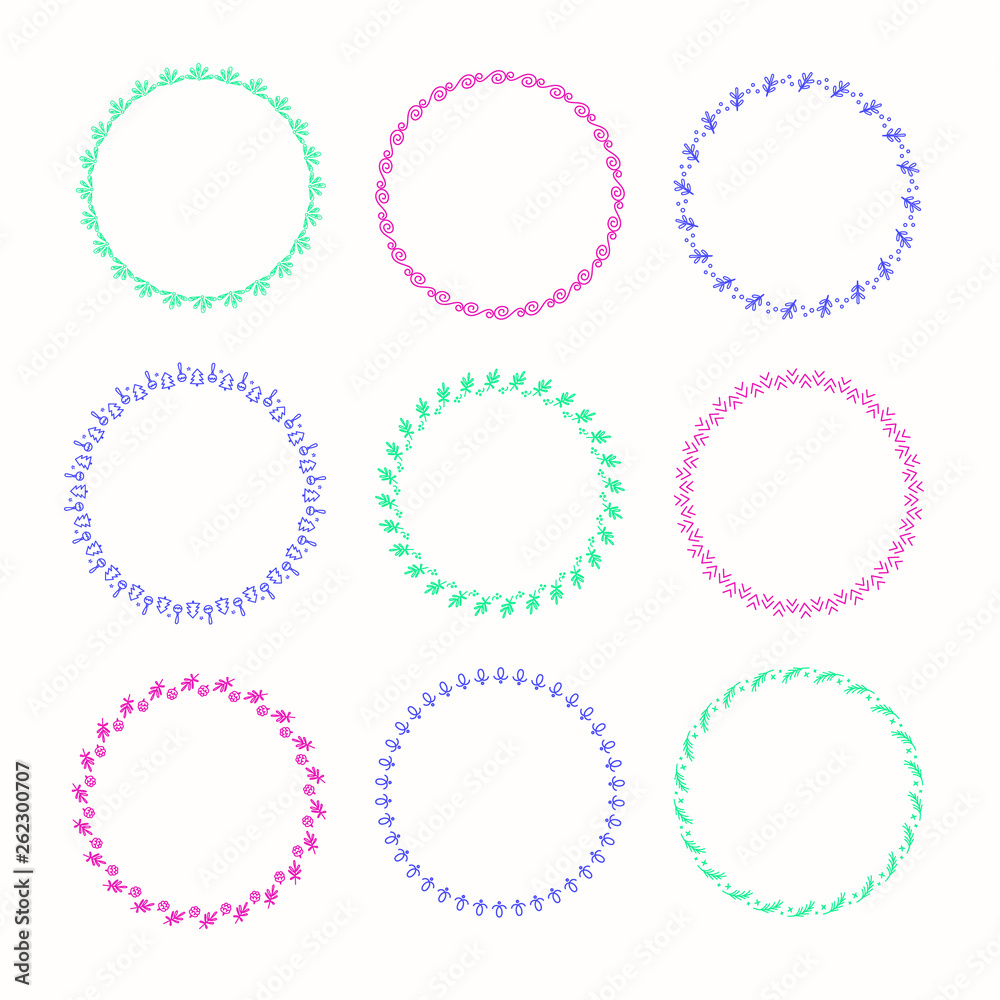 Holiday collection of vector graphic circle frames. Wreaths for Christmas design Holiday collection of vector graphic circle frames. Wreaths for Christmas design