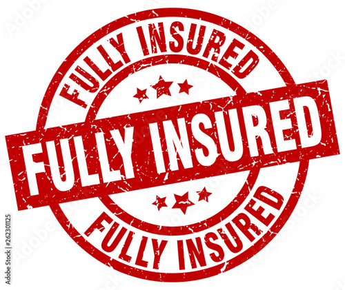 fully insured round red grunge stamp